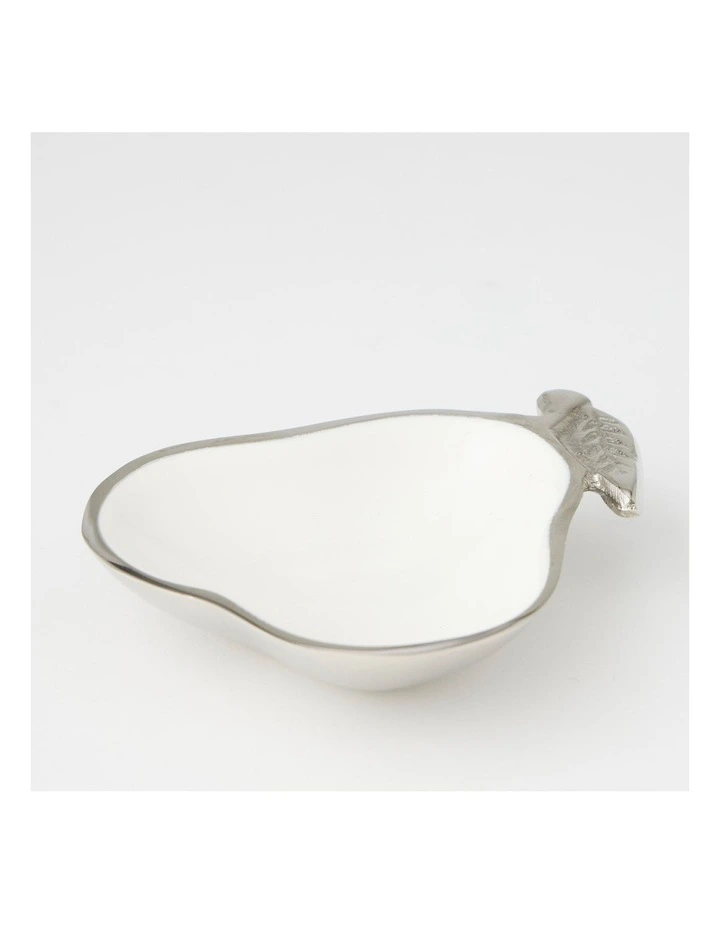 Aluminium Pear Trinket Bowl 15cm in White