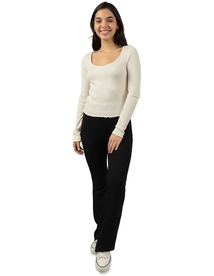 Long-Sleeve Sweetheart-Neckline Tee in White