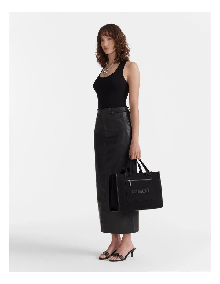 Patch Tote Bag in Black Gunmetal