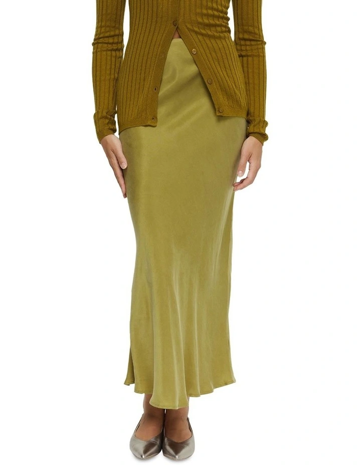 Lucinda Cupro Skirt in Olive