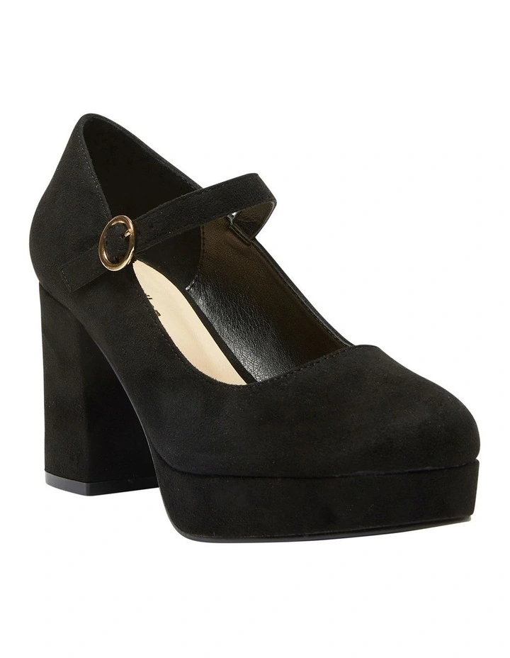 Tate Heeled Shoes in Black Micro Suede