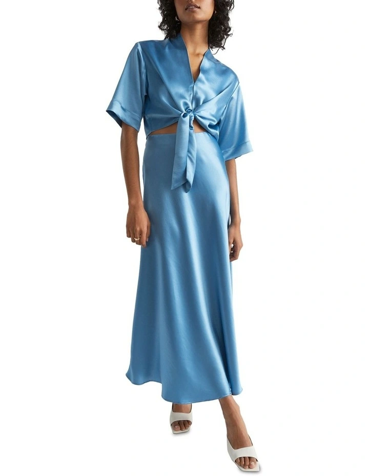 Satin Tie Front Top