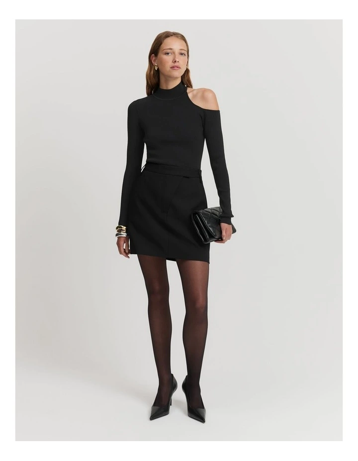 Cut-out Rib Knit Top in Black