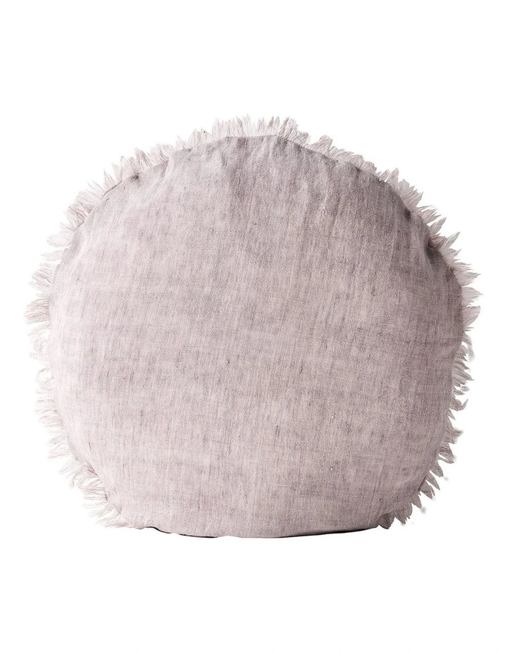 Vintage Linen Fringe 55cm Round Cushion in Dusk