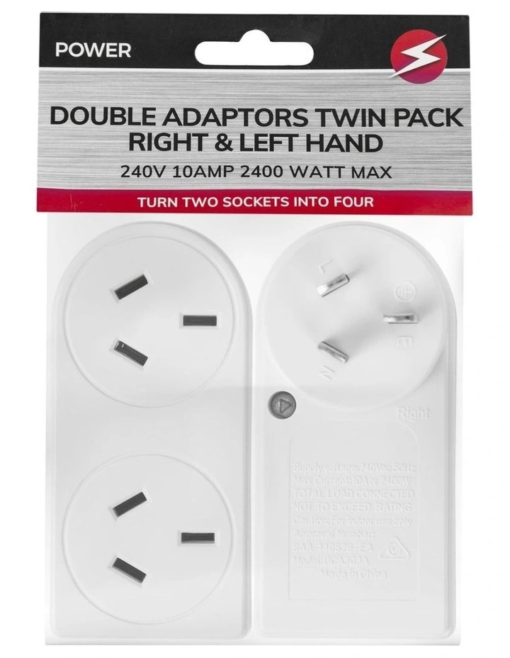 2400W Double Right And Left Adaptor 2 Pack