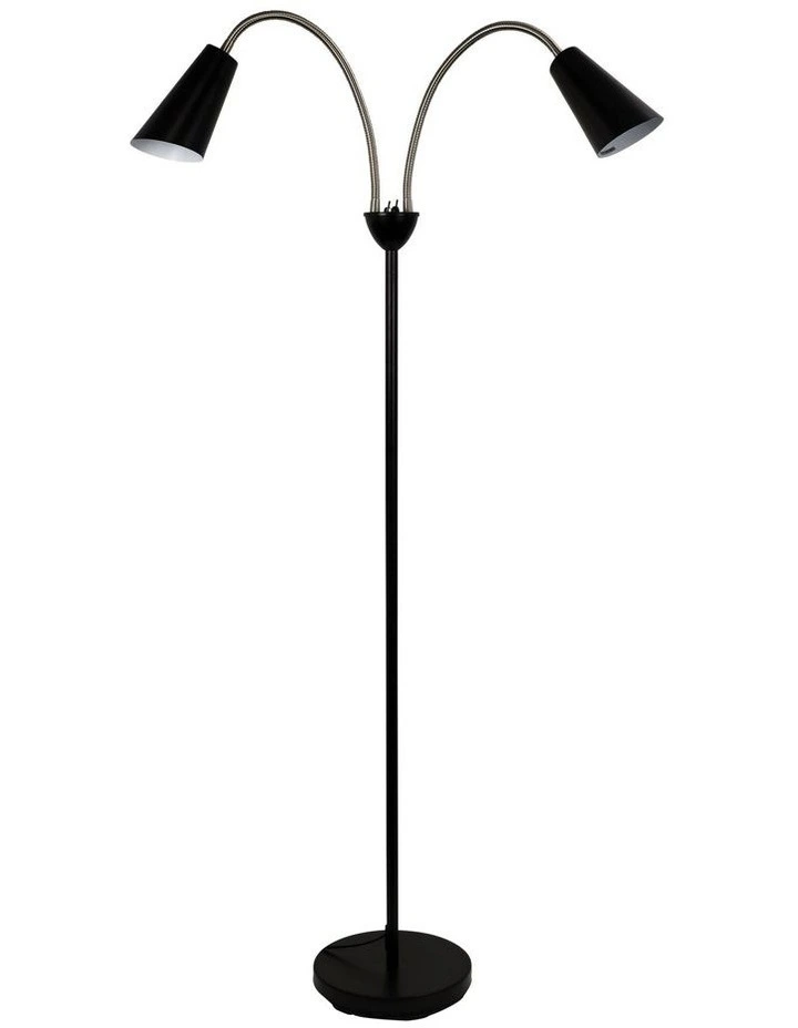 Walt Twin Floor Lamp Brushed Black Chrome