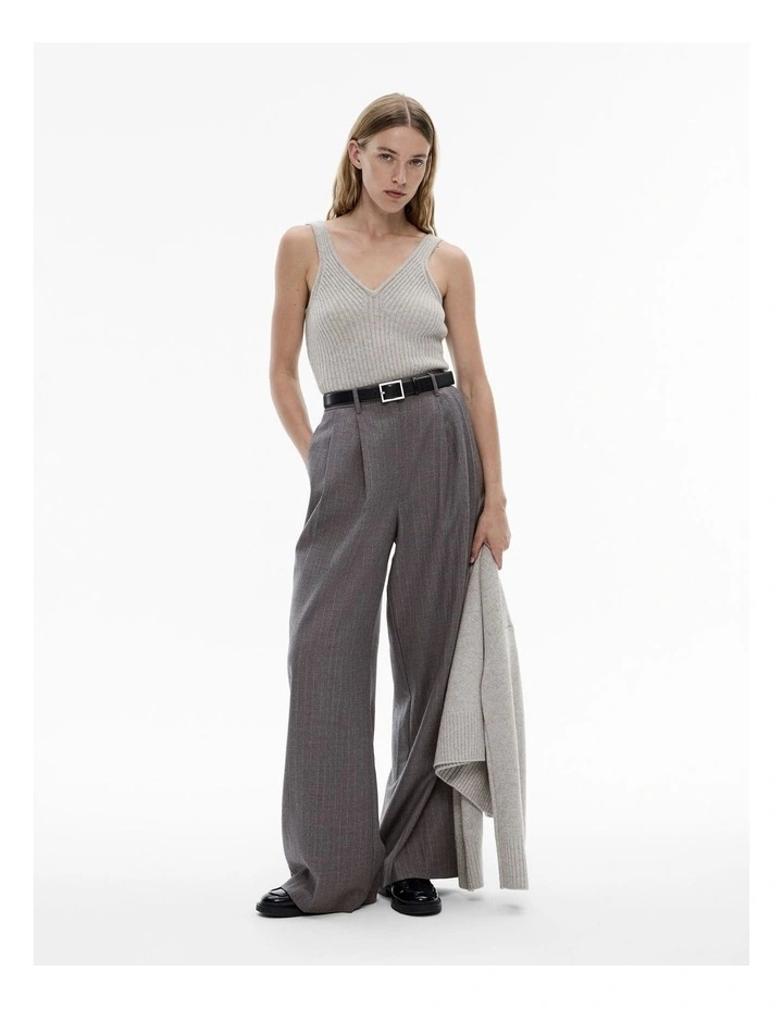 Wool Blend Knit Tank in Light Grey Marle