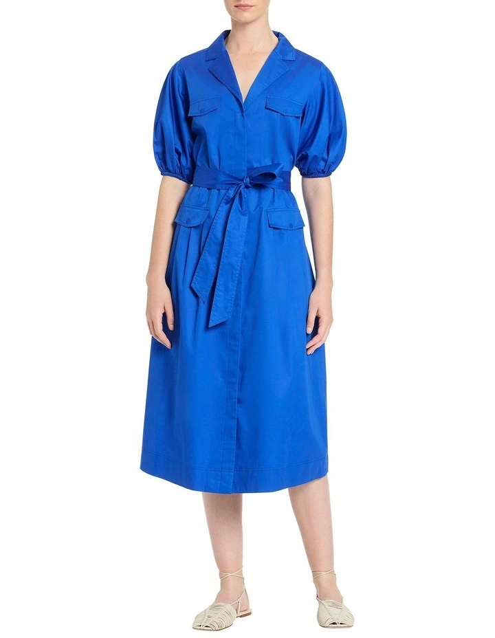 Samira Cotton Sateen Dress in Cameo Blue