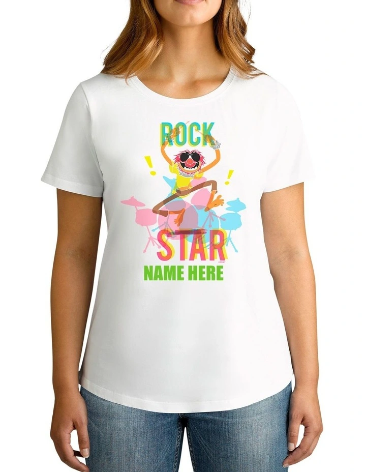 Women's Disney The Muppets Animal Rock Star Personalised Cotton T Shirt