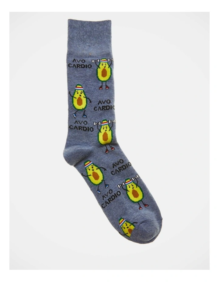 Pair Avo Cardio Crew Length Socks in Blue