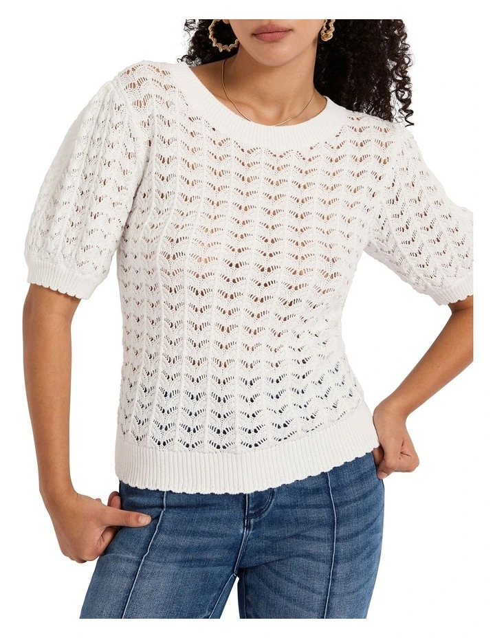 Turn To You Knit Top in Ivory