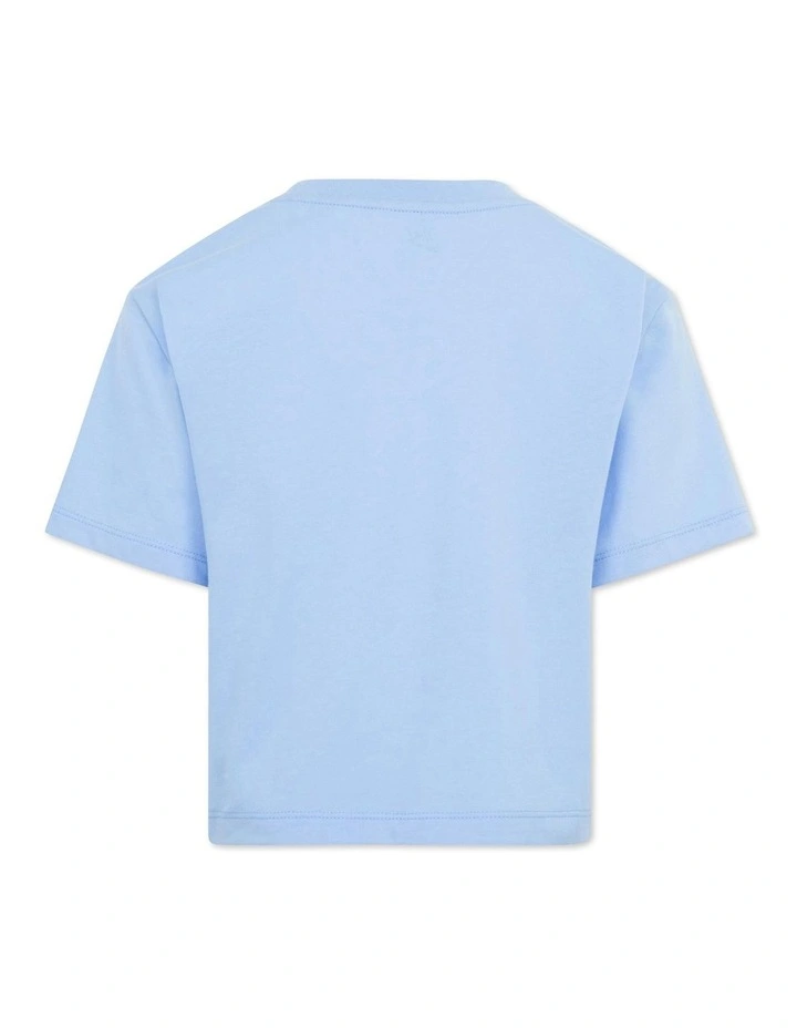 Swoosh Logo Boxy Tee in Blue