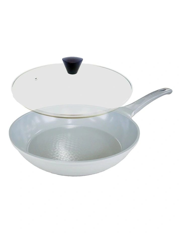 Koman Shinewon Vinch IH Non-stick Induction Frypan 28cm + Glass Lid in Grey