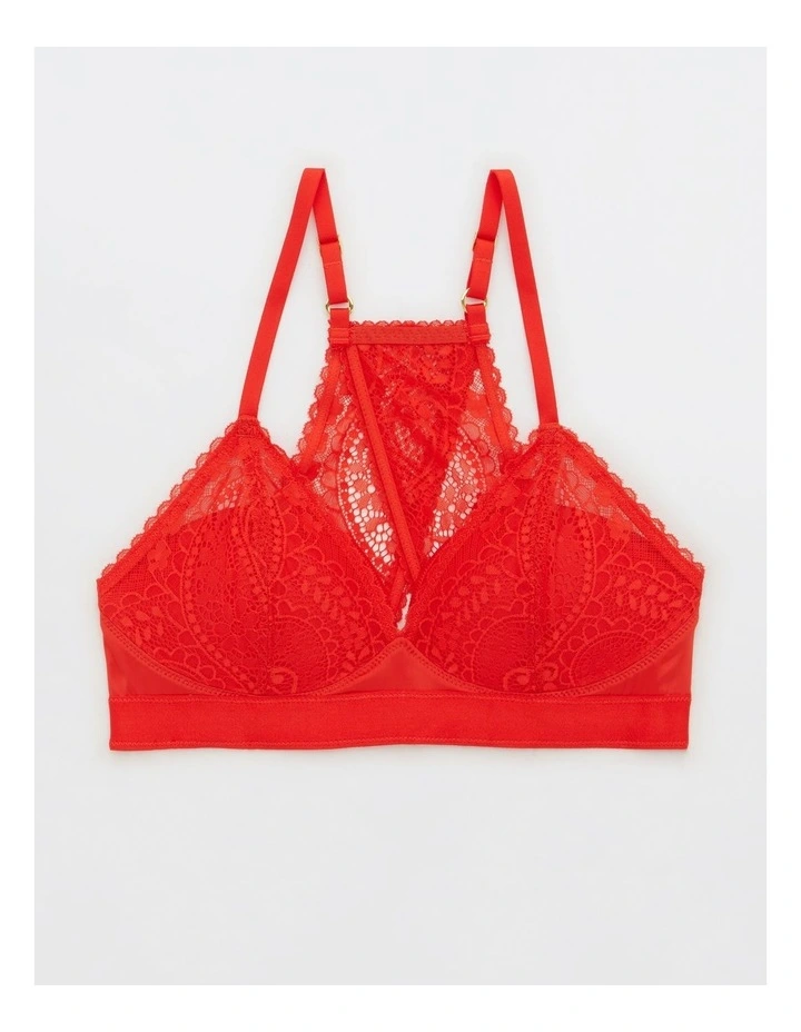 Real Power Wireless Push Up Paisley Lace Bra in Red