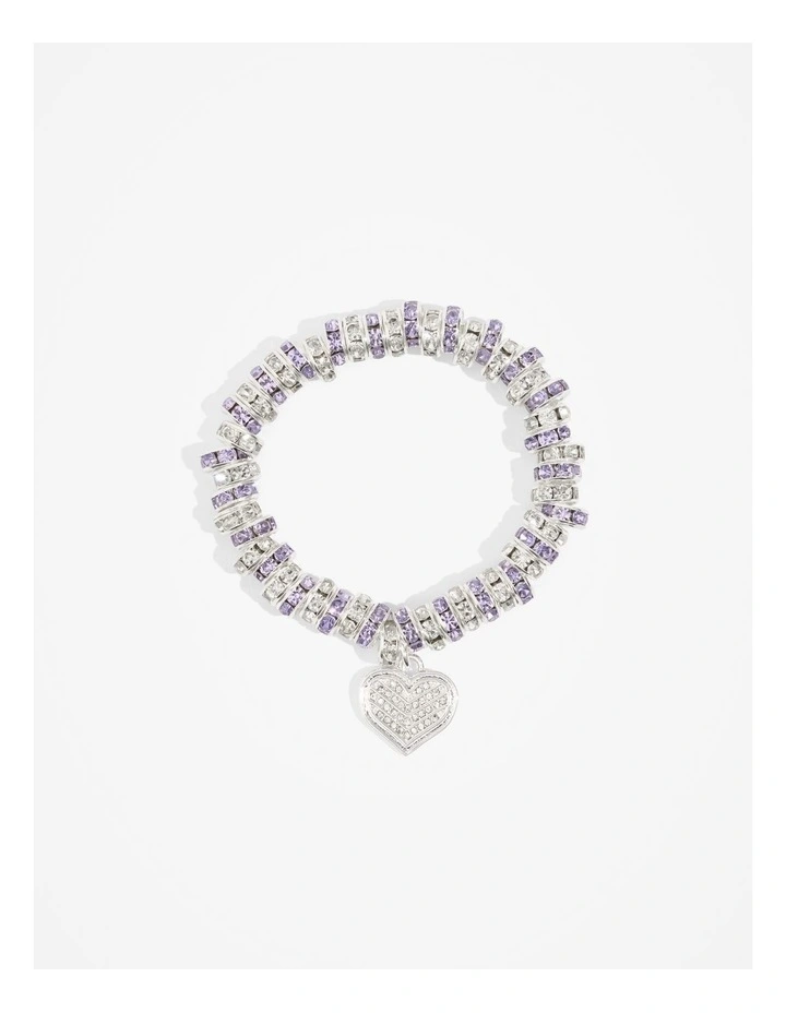 Crystal Charm Bracelet in Lilac