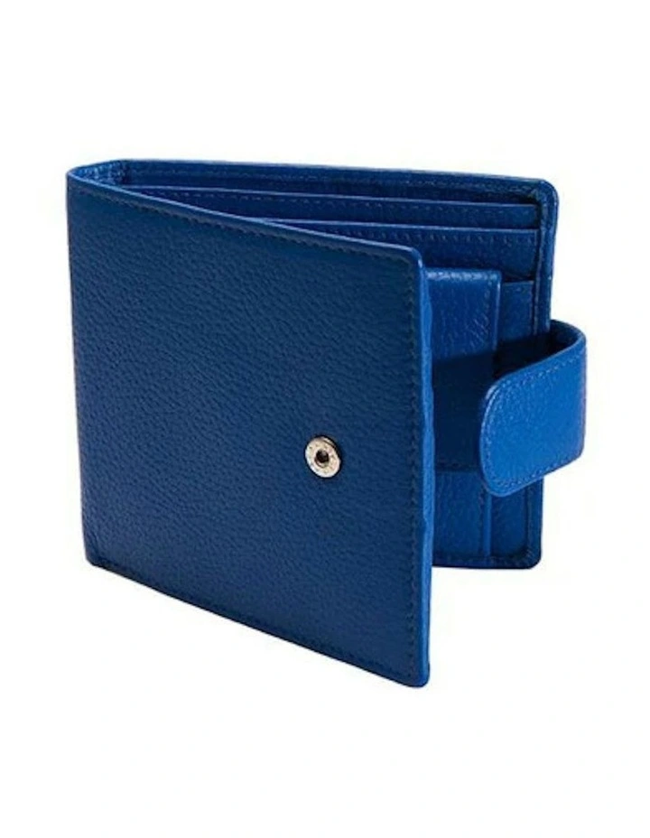Pebble Grain Leather Billfold Wallet in Royal