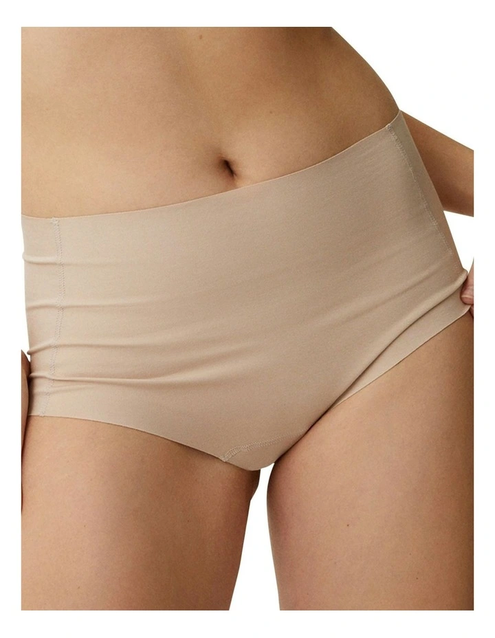 Cotton & Modal Seamless High Waist Brief in Light Beige
