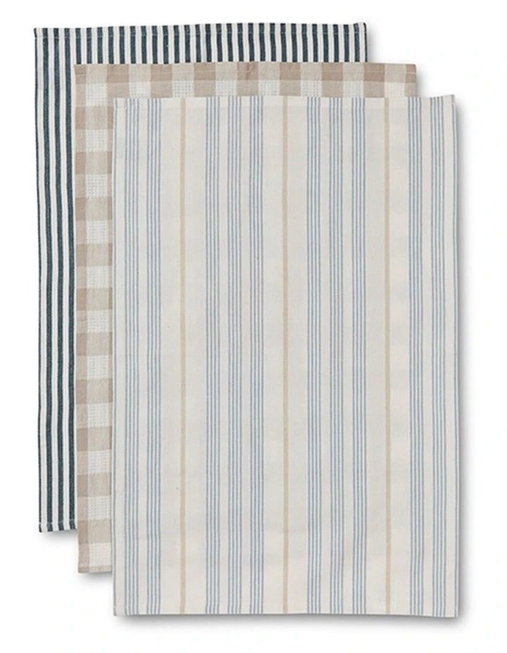 Noosa Stripe Tea Towel Pack of 3 in Multi