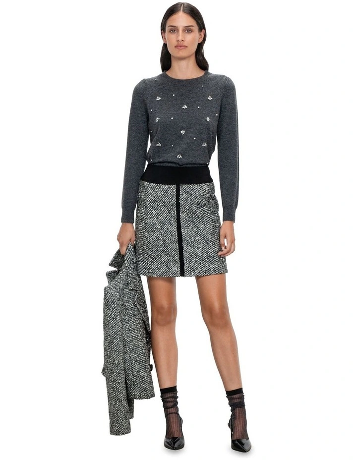 Modern Boucle Short Skirt in Black