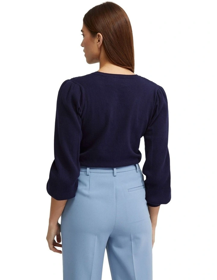 Kirstin Cable Knit Top in Navy