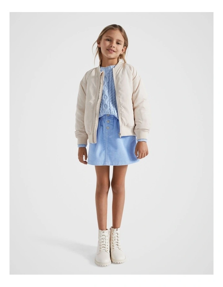 Relaxed Bomber Jacket in Cream