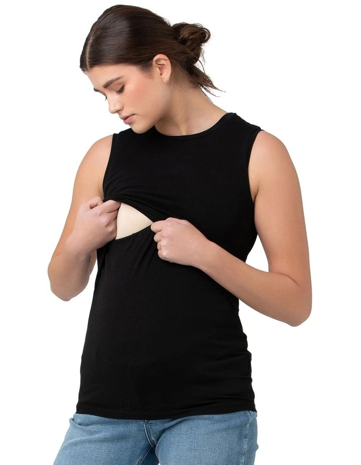 Organic Cotton Nursing Tank in Black
