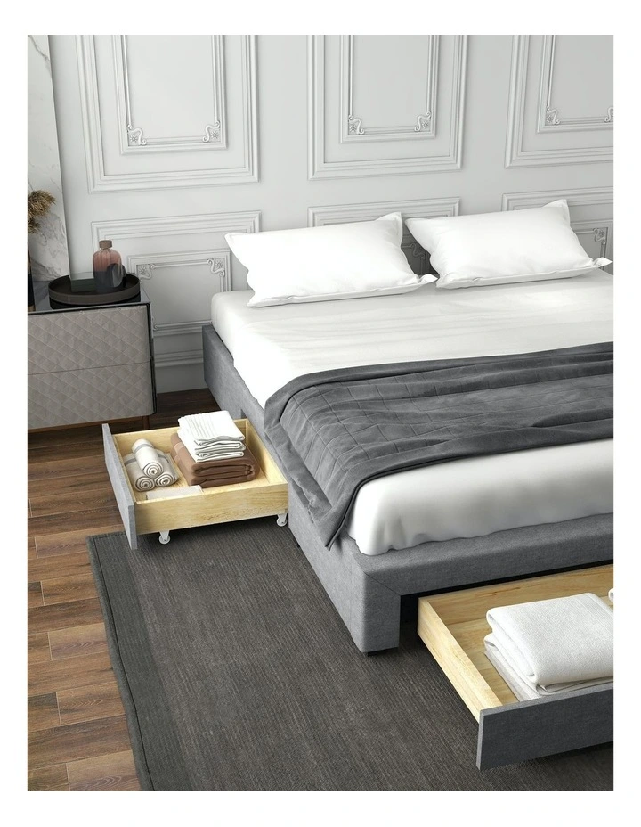 Palermo Bed Base with Drawers in Grey