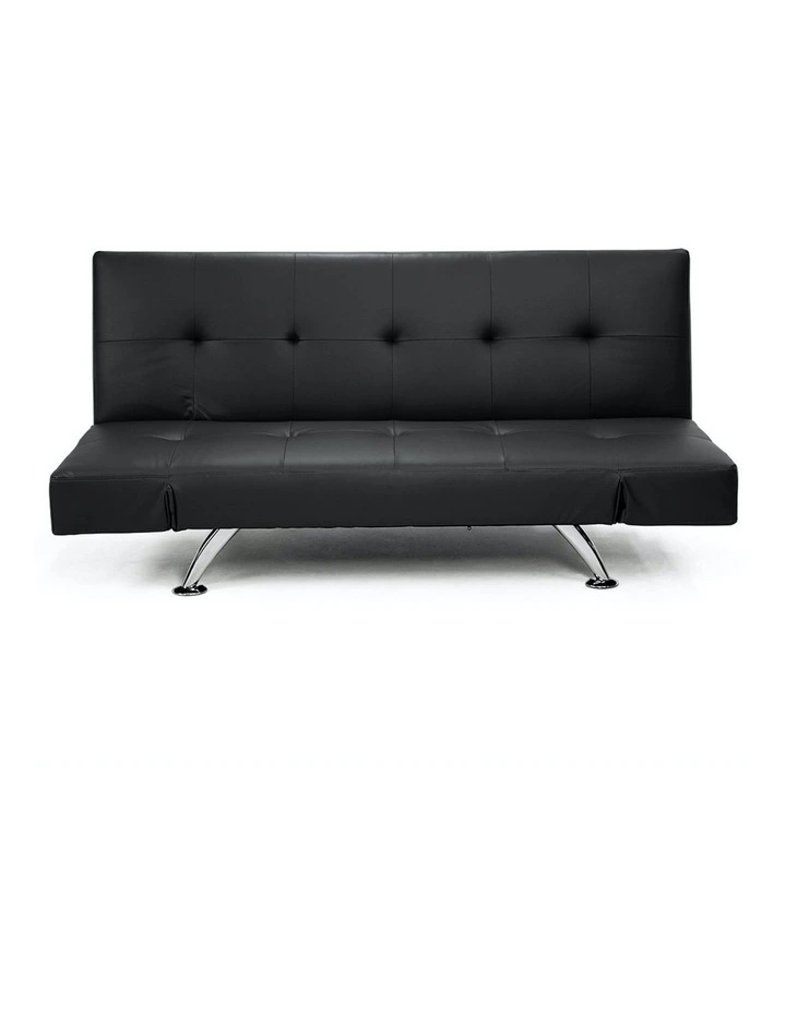 Sarantino 3 Seater Faux Leather Sofa Bed Lounge Black