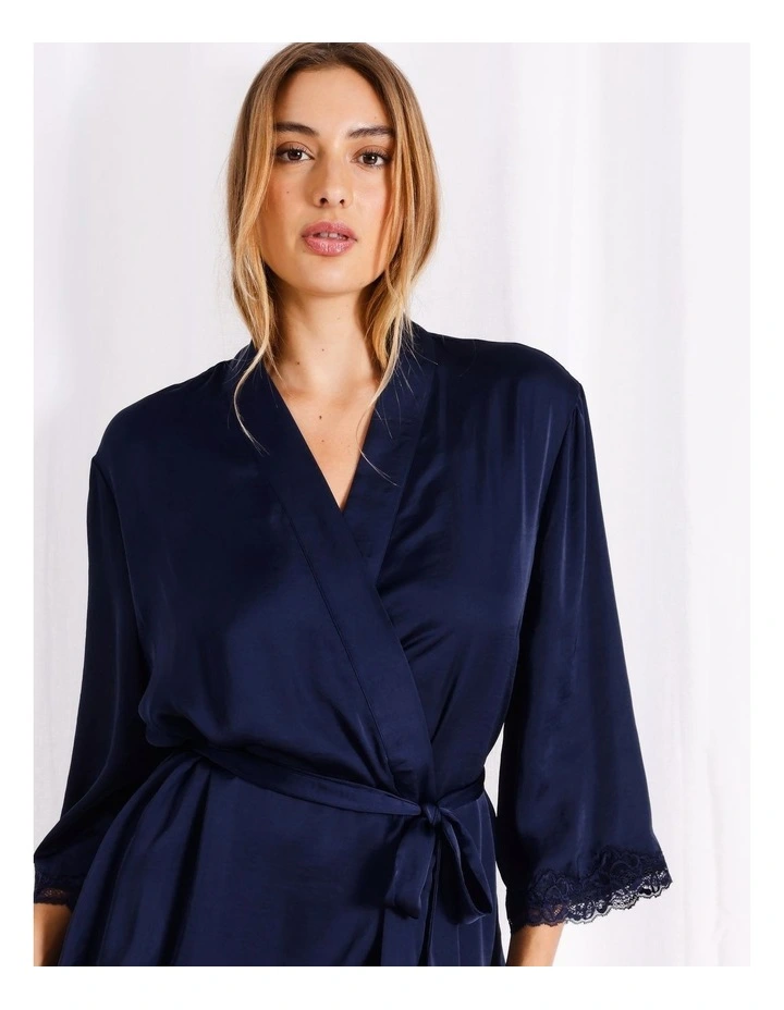 Luxe Satin Robe in Navy