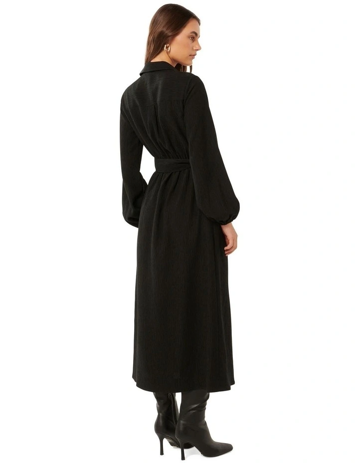 Bobbi Textured Shirt Dress in Black
