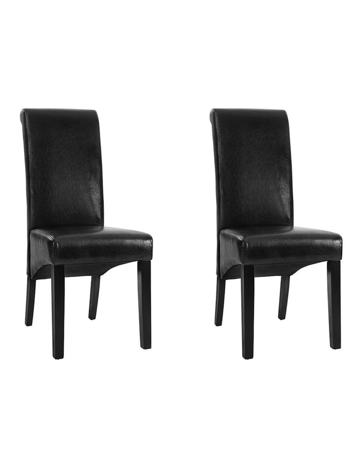 Dining Chairs Leather Parsons Set of 2 in Black