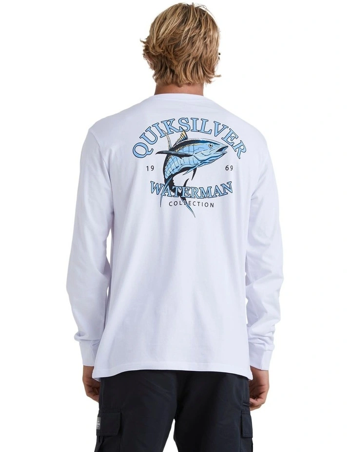 Blue Dreams Long Sleeve T-shirt in White