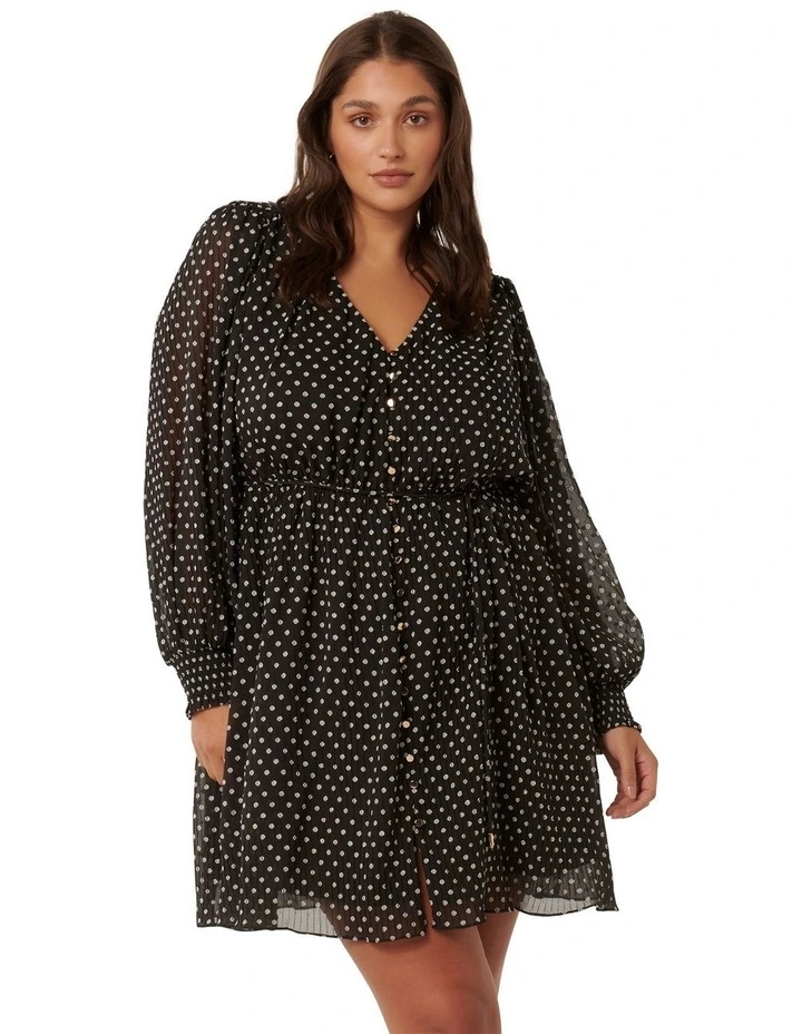 Francesca Frill Detail Mini Dress in Dark Navy