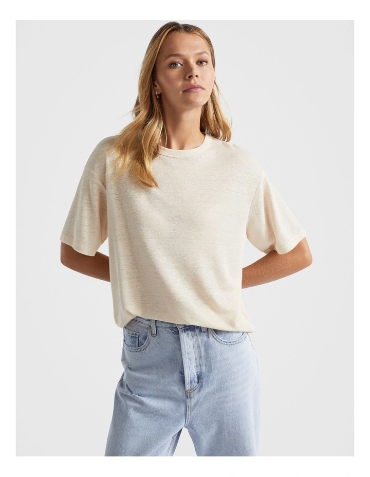 Linen Boyfriend Tee in Frappe