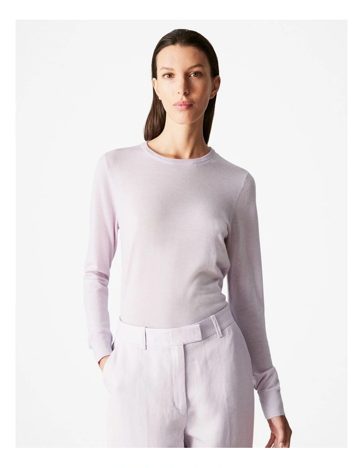 Merino Crew Neck Knit in Lilac Tint