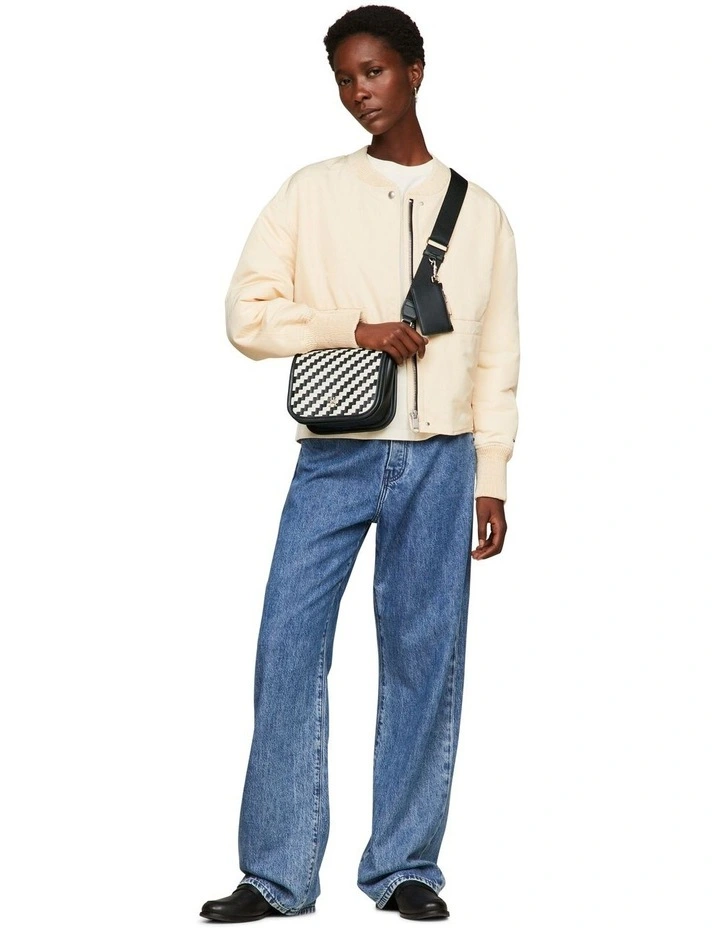 City Woven Crossover Bag in Black/Calico