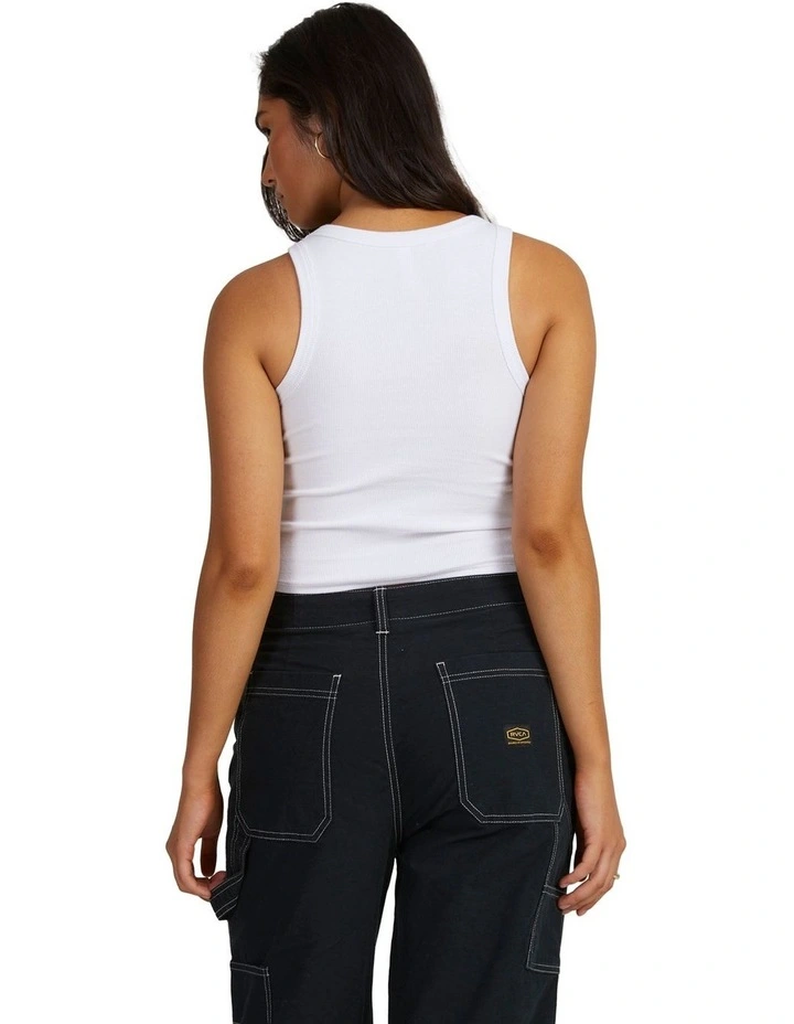 Badge Staple Tank in White