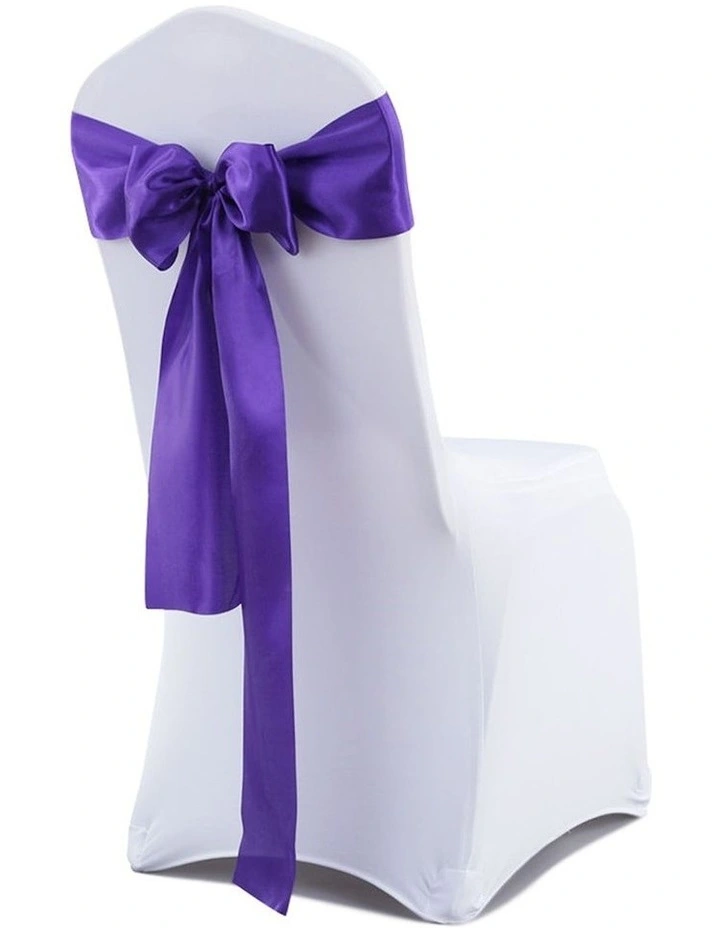 50x Satin Chair Sashes in Purple