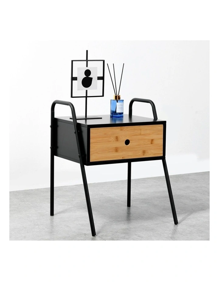 Oliver Wooden Bed Side Table 43x40x52cm in Bamboo Natural