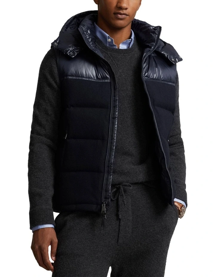 The Decker Hybrid Down Vest in Navy