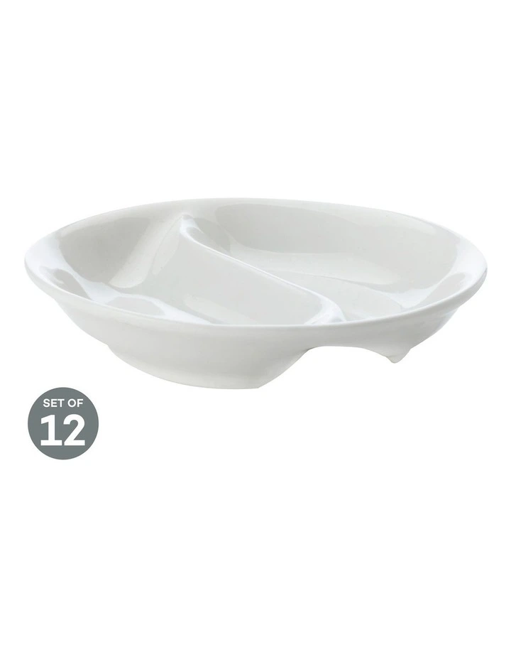 White Basics Round Divided Sauce 10cm Set of 12