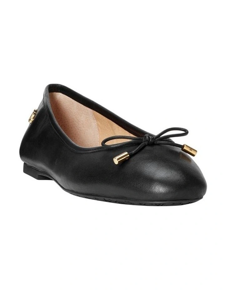 Jayna Black Leather Flat Shoes