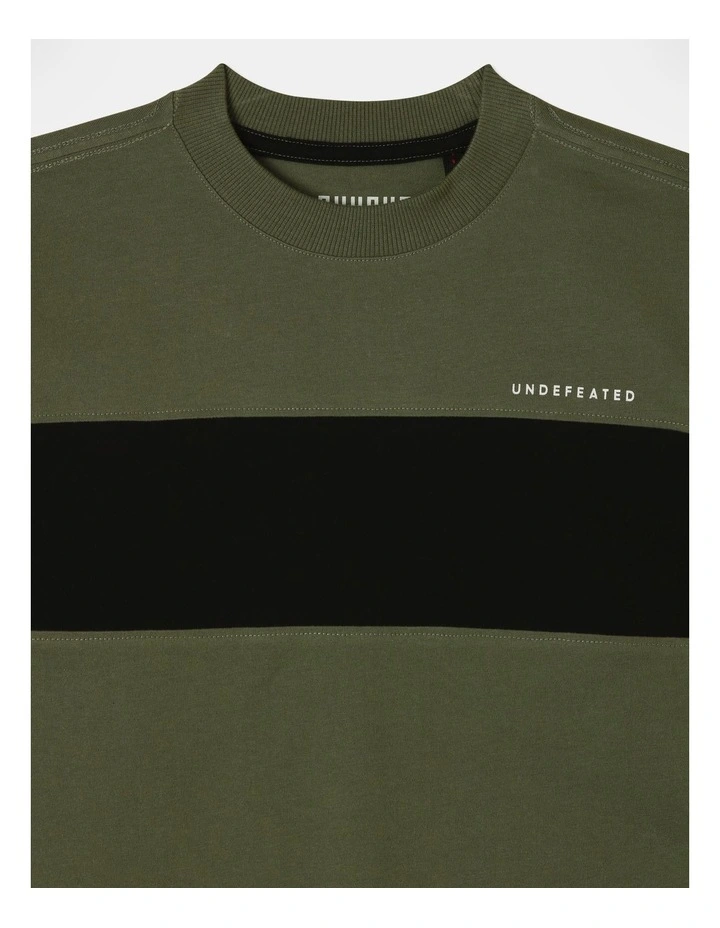 Long Sleeve Splice Tee in Khaki