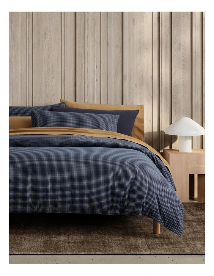 Flannelette Mini Windowpane Quilt Cover Set in Carbon