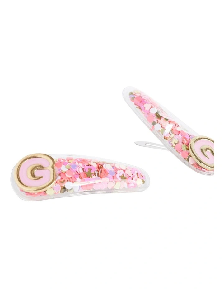 Initial "G" Confetti Snap Clips in Multi