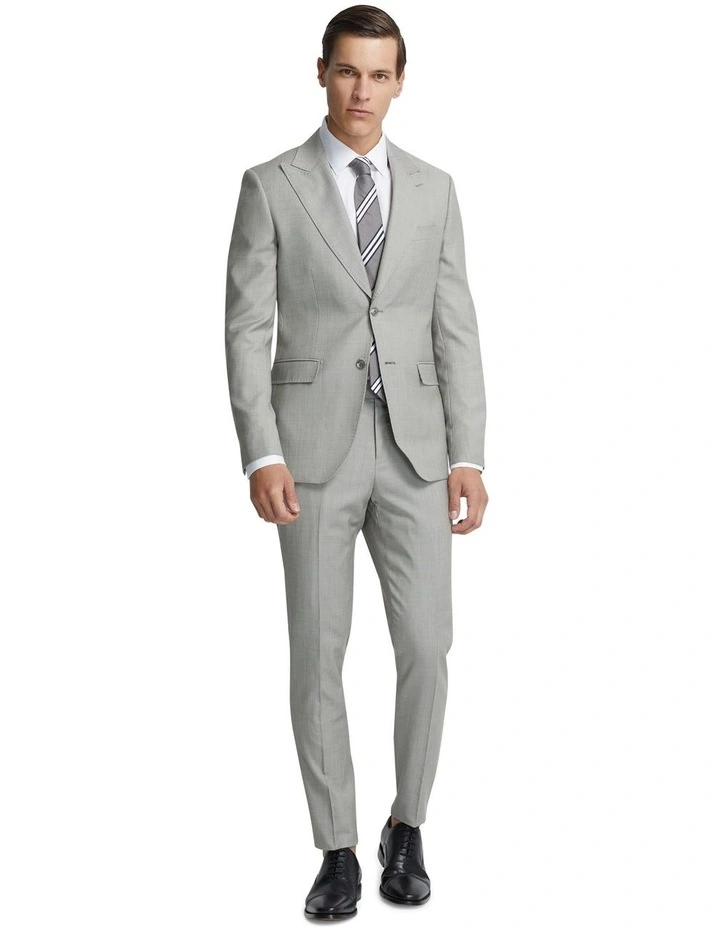 Byron Wool Suit Jacket with Peak Lapel in Stone