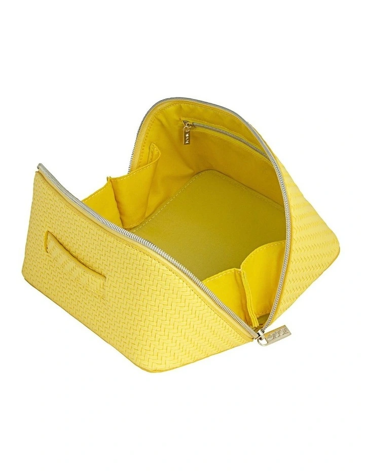Herringbone Beauty Bag Medium in Lemon