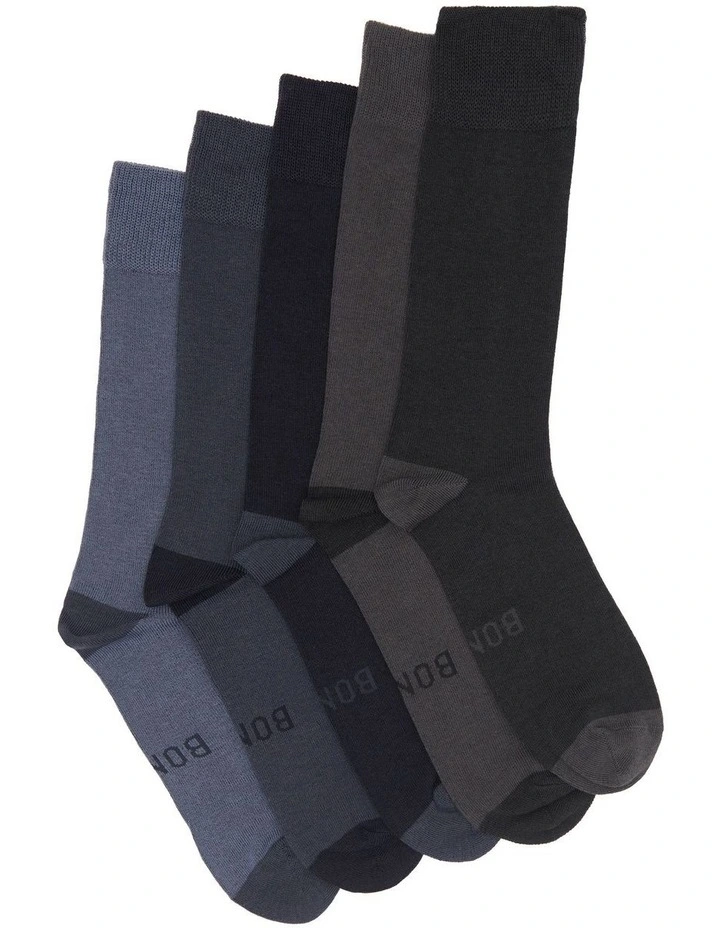 Bamboo Heel and Toe Socks 5 Pack in Multi