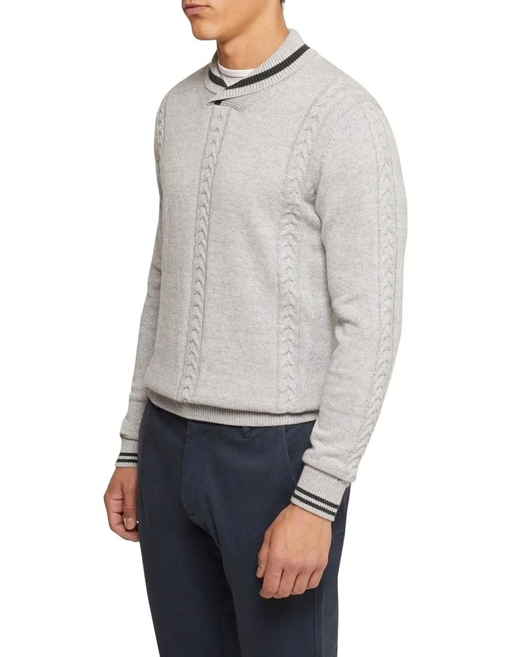 Milo Collared Knit Pullover in Grey