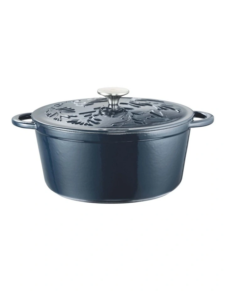 Olive Cast Iron Casserole with Lid 26cm/5L Midnight Blue